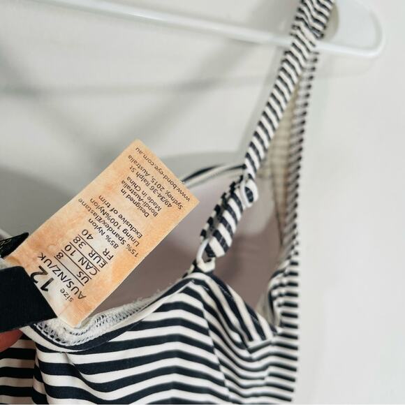 Bond-eye Australia Black White Stripe Pinup Padded Top One Piece Swim 8 - Picture 7 of 13